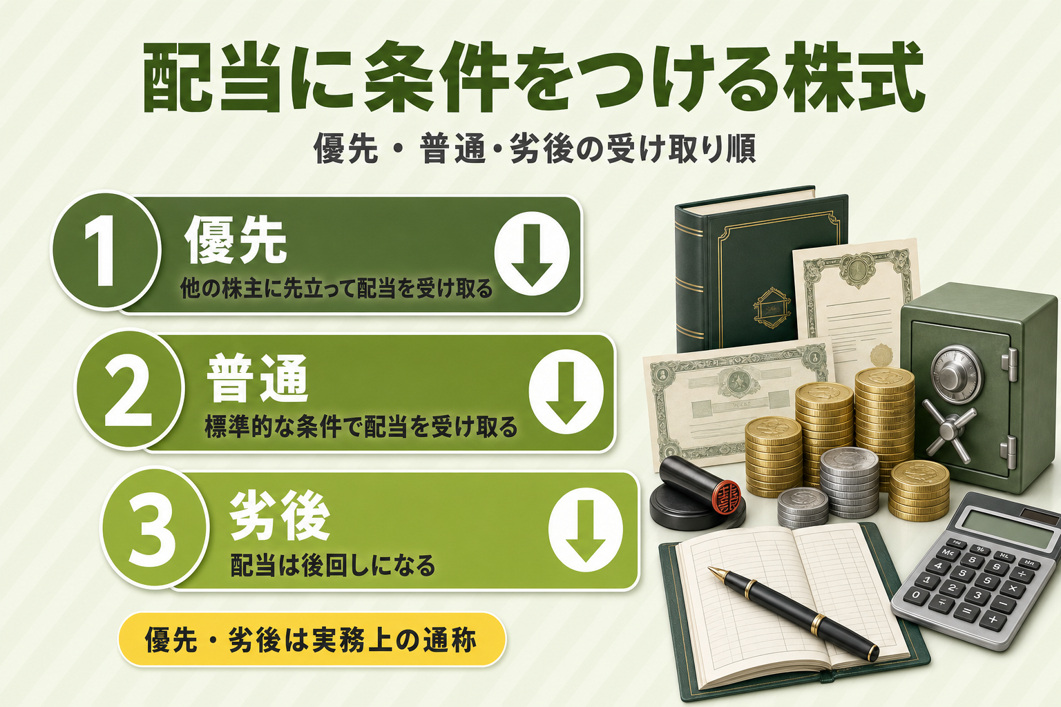 配当の優先順位を示す抽象的なフロー図
